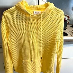 Christopher Banks yellow sweater with hood and pockets sz M like new
